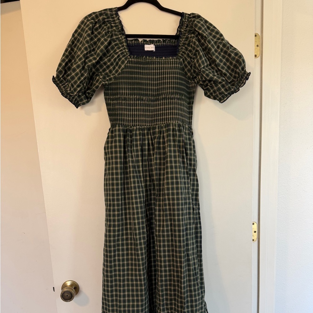Pink Desert Green Plaid Maxi Dress - NWOT